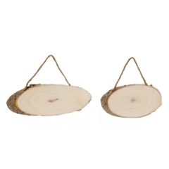 OVÁL FA SZELET AKASZTÓVAL 15-20cm 2db/cs