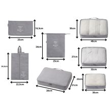 7 darabos szürke utazási bőröndszervező készlet különböző méretű hálós táskákkal