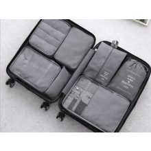 7 darabos szürke utazási bőröndszervező készlet különböző méretű hálós táskákkal