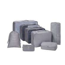 7 darabos szürke utazási bőröndszervező készlet különböző méretű hálós táskákkal