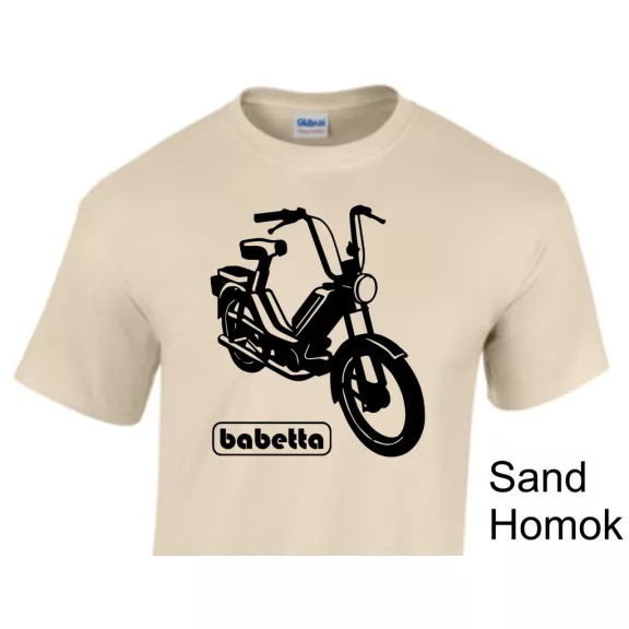 Klasszikus Babetta kétütemű motoros póló legendás dizájnnal.