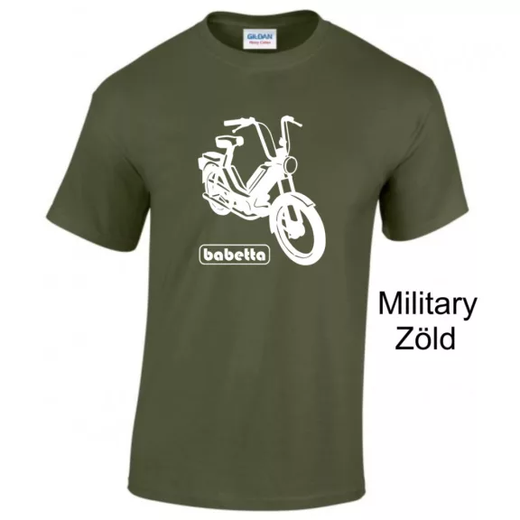 Klasszikus Babetta kétütemű motoros póló legendás dizájnnal.