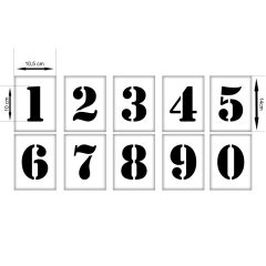 Festősablon, stencil számok készlet 10cm-es 10db-os