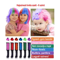 Hajszínező kréta - fésűkréta szett 6 színű
