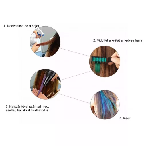 Hajszínező kréta - fésűkréta szett 6 színű