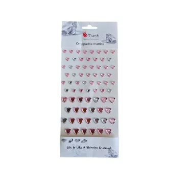 Szív Strasszkövek Pink-ezüst 71 db/cs 