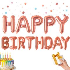 13 darabos rózsaszín fényes Happy Birthday fólia betűlufi szett szülinapi dekorációhoz