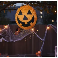 Vigyorgó narancssárga halloweeni tök alakú party pinata bulikra!