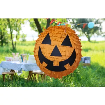 Vigyorgó narancssárga halloweeni tök alakú party pinata bulikra!
