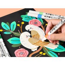 Akril marker készlet 12 színes darab, alkalmas üvegre, műanyagra, fémre és fára, tokkal együtt