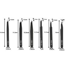 6 darabos matt fekete antisztatikus precíziós csipeszkészlet különböző hegyformákkal