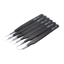 6 darabos matt fekete antisztatikus precíziós csipeszkészlet különböző hegyformákkal