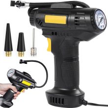 Autós kompresszor, 12V kerékfújó pumpa, 10 bar, 120W, LED világítás, hordozható autópumpa, labdákhoz, matracokhoz,  nyomásmérővel