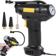 Autós kompresszor, 12V kerékfújó pumpa, 10 bar, 120W, LED világítás, hordozható autópumpa, labdákhoz, matracokhoz,  nyomásmérővel