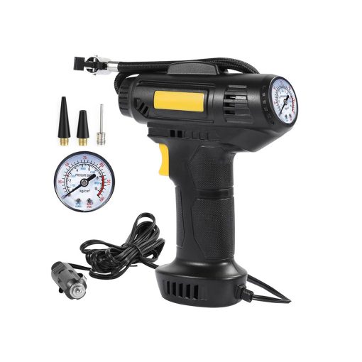 Autós kompresszor, 12V kerékfújó pumpa, 10 bar, 120W, LED világítás, hordozható autópumpa, labdákhoz, matracokhoz,  nyomásmérővel