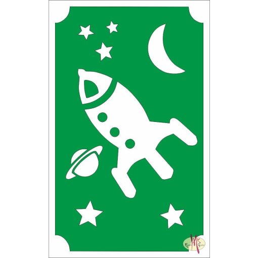 8x5 cm-es Csillámtetoválás sablon - Űrhajó 19