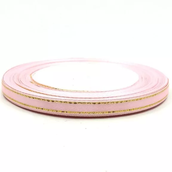 Szatén szalag arany széllel - 6mm