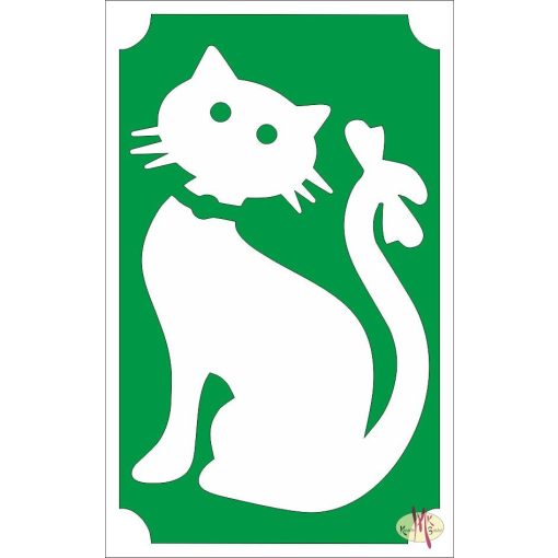  8x5 cm-es Csillámtetoválás sablon - Cica masnival 86