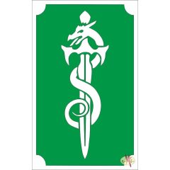 8x5 cm-es Csillámtetoválás sablon - Kard Sárkánnyal 106