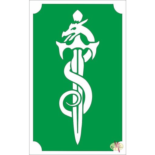 8x5 cm-es Csillámtetoválás sablon - Kard Sárkánnyal 106