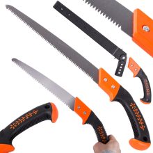 30 cm-es kézi kerti fűrész fekete-piros ergonomikus nyéllel és fekete műanyag tokkal