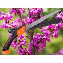 30 cm-es kézi kerti fűrész fekete-piros ergonomikus nyéllel és fekete műanyag tokkal