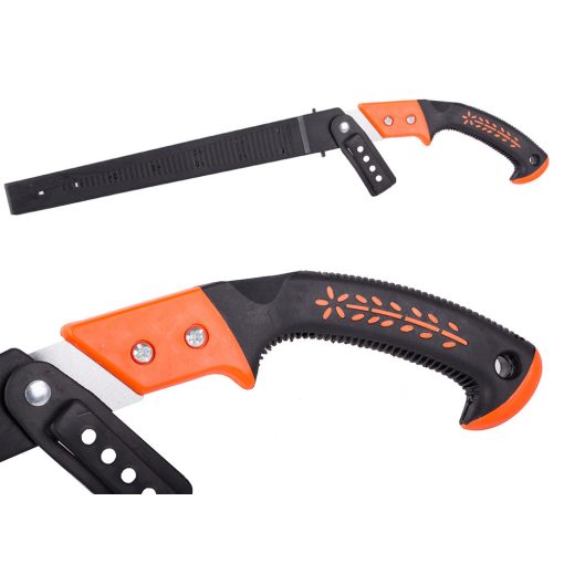30 cm-es kézi kerti fűrész fekete-piros ergonomikus nyéllel és fekete műanyag tokkal