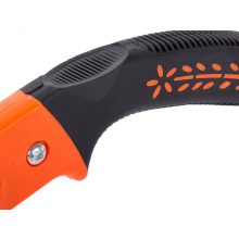 30 cm-es kézi kerti fűrész fekete-piros ergonomikus nyéllel és fekete műanyag tokkal