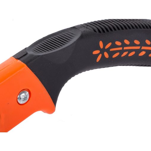 30 cm-es kézi kerti fűrész fekete-piros ergonomikus nyéllel és fekete műanyag tokkal