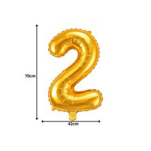 66 cm-es arany 2-es számú fólia lufi születésnapi dekorációhoz, önzáró szeleppel