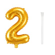 66 cm-es arany 2-es számú fólia lufi születésnapi dekorációhoz, önzáró szeleppel