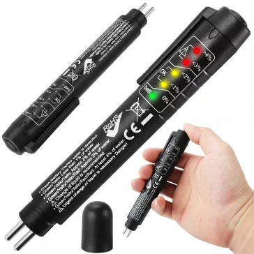 Digitális fékfolyadék teszter toll 5 LED-es kijelzővel DOT 3 és DOT 4 méréshez