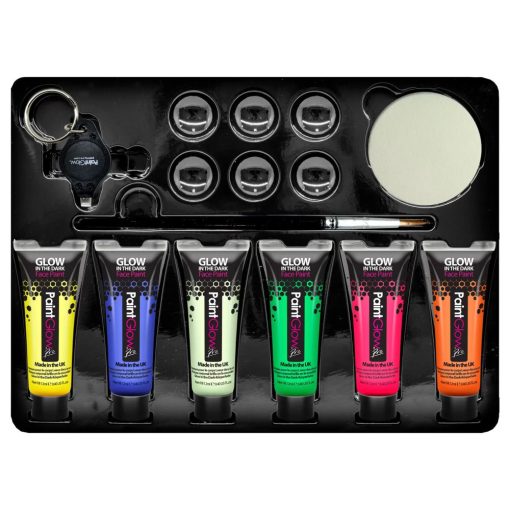 PaintGlow Glow in the Dark Neon UV arc- és testfesték készlet 6 színű
