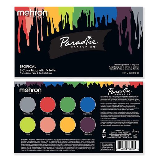 Mehron Paradise AQ Tropical 8 színű arcfesték készlet -  Trópusi színek