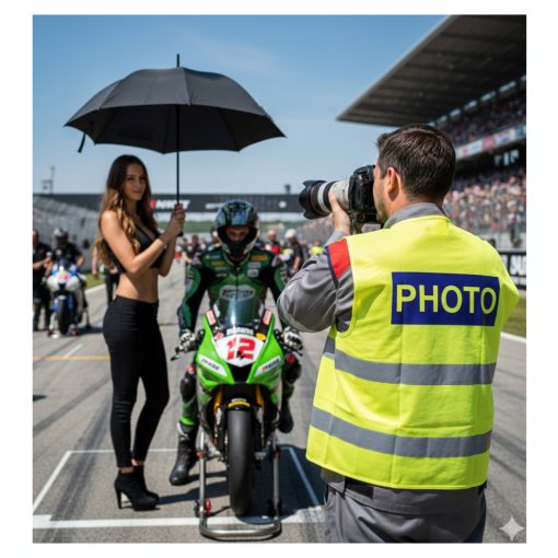 Láthatósági mellény FOTÓ és PHOTO felirattal, sárga fényvisszaverő fotós mellény, eseményfotós azonosító felszerelés,