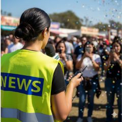 Láthatósági mellény NEWS felirattal, sárga biztonsági mellény híradósoknak, fényvisszaverő sajtó mellény, nemzetközi tudósító felszerelés