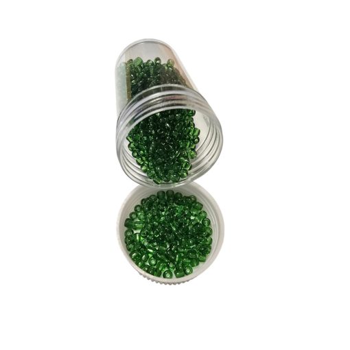 Kásagyöngy - átlátszó 20g zöld 2 mm
