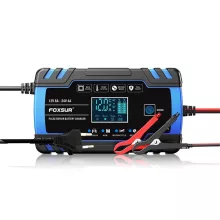 Intelligens automata akkumulátor töltő 12V 24V, mikroprocesszoros, akkumulátor javító funkció, deszulfátálás, AGM GEL támogatás, LCD kijelző