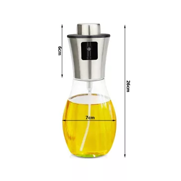 200 ml-es elegáns üveg olajpermetező és spray adagoló ezüst kupakkal