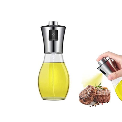 200 ml-es elegáns üveg olajpermetező és spray adagoló ezüst kupakkal