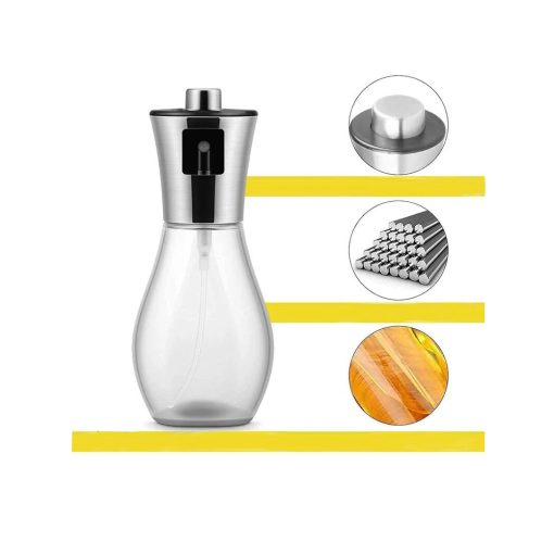 200 ml-es elegáns üveg olajpermetező és spray adagoló ezüst kupakkal