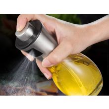 200 ml-es elegáns üveg olajpermetező és spray adagoló ezüst kupakkal