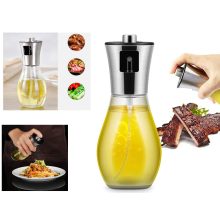 200 ml-es elegáns üveg olajpermetező és spray adagoló ezüst kupakkal