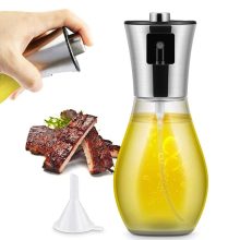 200 ml-es elegáns üveg olajpermetező és spray adagoló ezüst kupakkal