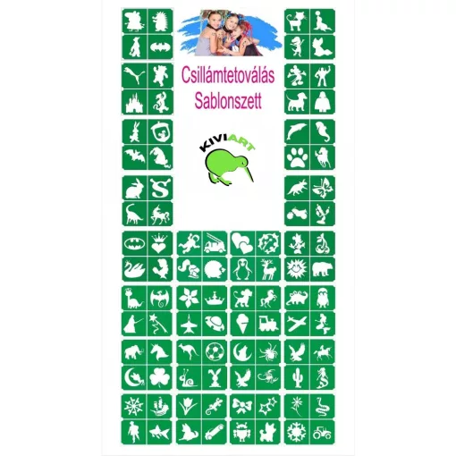 Óriás Csillámtetoválás sablon szett 96db - 4 in 1