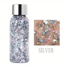 Laura Serna Chunky face and Body glitter gel - Holografikus ezüst