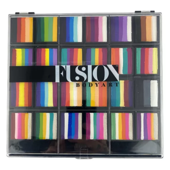 Fusion csíkos arcfesték paletta Rainbow Paradise 24db-os