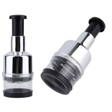 Kézi nyomókaros aprító 6 pengével fokhagymához, hagymához és zöldségekhez, tartállyal.