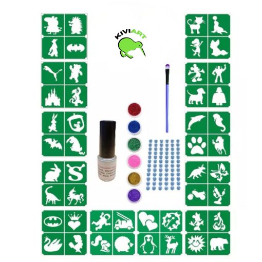 Csillámtetoválás nagy szett - 48 db sablonnal