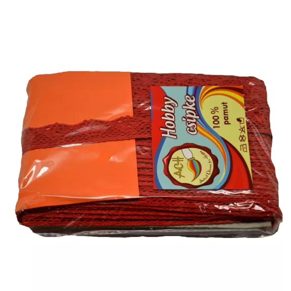Csipke 100% pamut 2 cm-es piros